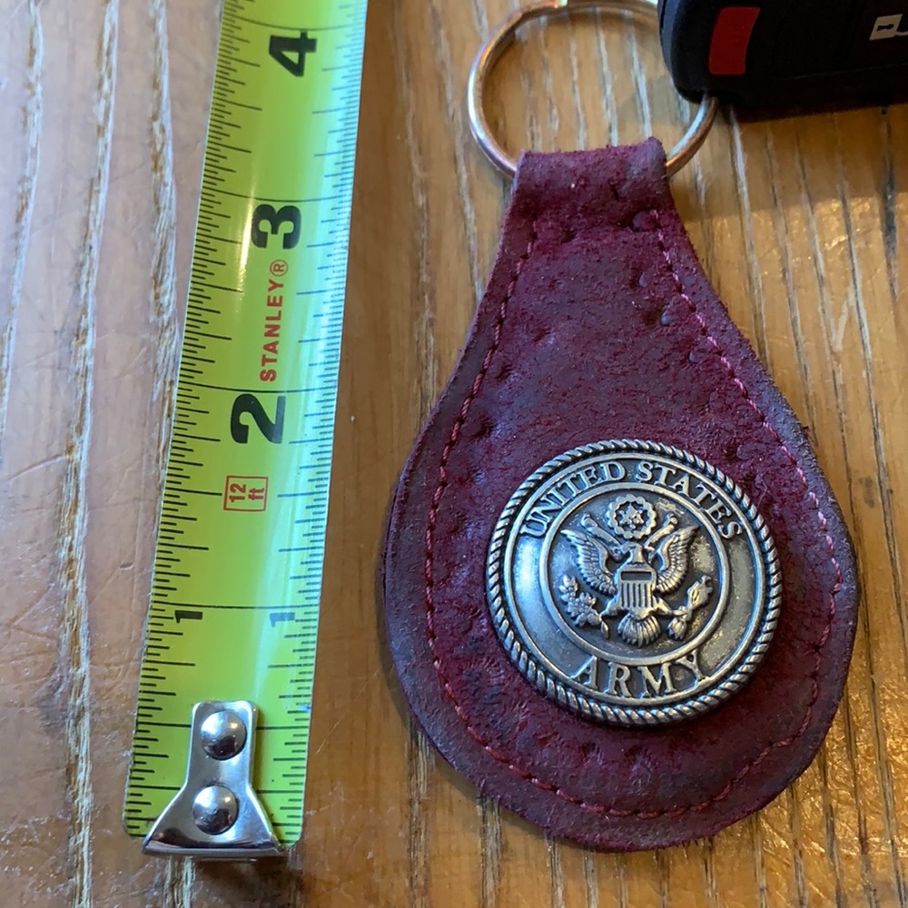 Leather keychain w/military insignia